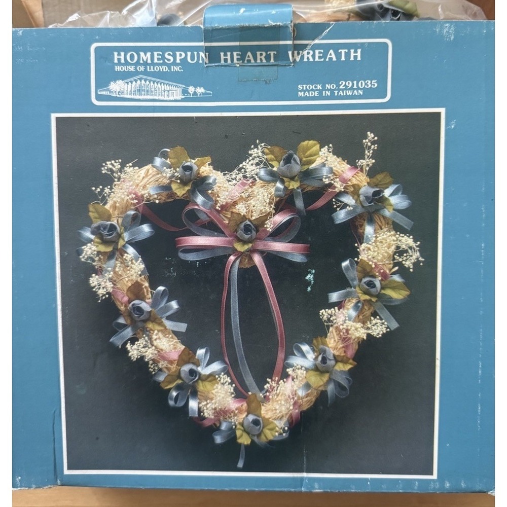 VTG House Of Lloyd Homespun Heart Wreath 9" Granny Country Cottage New In Box
